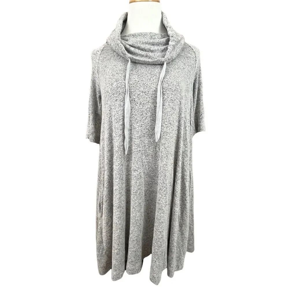 Lou & Grey Signature Soft Oversized Marled Knit Cowl Neck Dress XS
